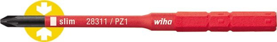 Bit elektrik Wiha slimBit Pozidriv PZ1, 75mm, i kuq