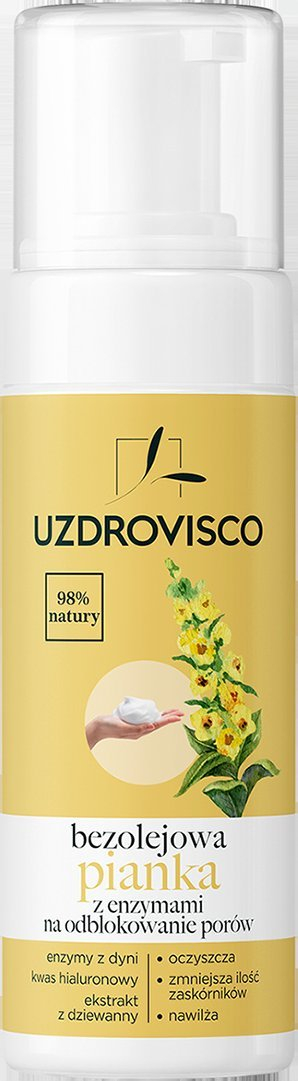 Shkumë pastruese fytyre Uzdrovisco Oil-Free, me enzima dhe acid hialuronik, 150 ml