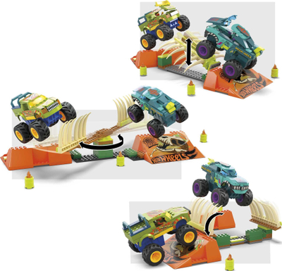 Set ndërtimi Mattel MEGA Hot Wheels Wrex Boneyard, Monster Trucks, lodër për kalamaj, shumëngjyrësh