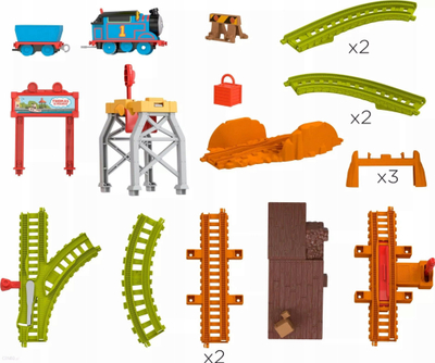 Lodër tren Thomas &amp; Friends Mattel, lokomotivë me motor, pistë 150 cm, shumëngjyrësh
