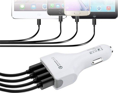 Karikues makine Luka Fast Charger 3.0, 4 porta USB, QC 3.0, i bardhë