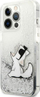 Kapak telefoni Karl Lagerfeld Liquid Glitter Choupette, për iPhone 13 Pro, silikon, argjendt transparent