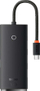 Hub USB Baseus Lite, 4 porta USB 3.0, lidhje USB Type‑C, 0.25 m, i zi
