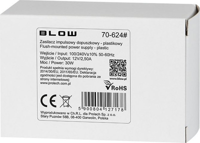 Furnizues energjie i fshehtë 12V 2.5A, 30W, IP67, i zi