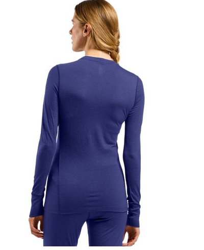Bluzë bazë ODLO Merino 200 për femra, 100% lesh Merino, mëngë të gjata, blu