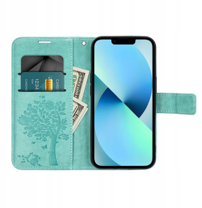 Këllëf libri OEM MEZZO për Samsung A17 Oppo A17k, me xhepa për karta, mbyllje magnetike, jeshil