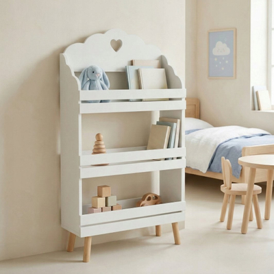 Raft librash për fëmijë Edaxo NUVU, 60 x 100 x 18 cm, 3 rafte, i bardhë