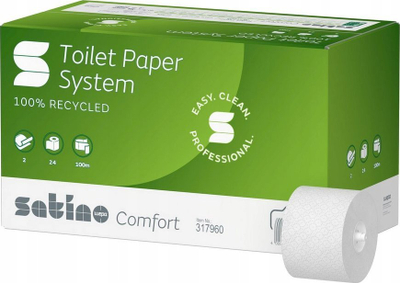 Letër tualeti Satino JT3 Comfort System Roll 317960, 2-shtreshe, 100 m, e bardhë
