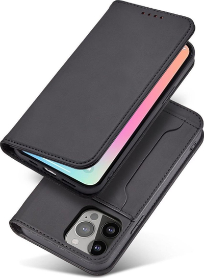 Kapak magnetik book case për iPhone 14 Plus, me mbajtëse kartash, i zi