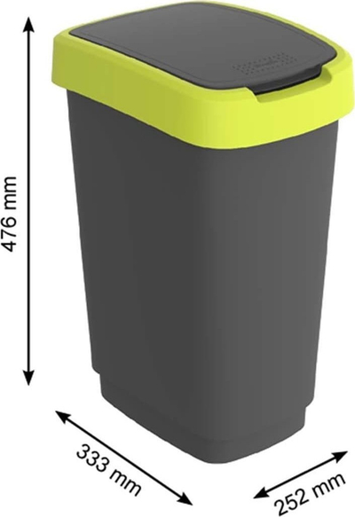 Kosh plerash Rotho Swing Bin TWIST, 25L, plastik, gri me jeshile