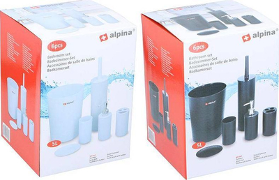Set banjoje Alpina, 6 pjesë, plastikë, i bardhë