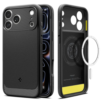 Kapotë telefoni Spigen Rugged Armor MagSafe, iPhone 17 Pro Max, TPU, e zezë