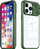 Kapak telefoni MX Camslider për iPhone 12 / 12 Pro 6.1", pjesa mbrapa transparente, mbrojtës kamere me rrëshqitje, jeshile