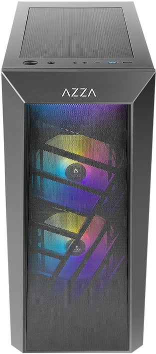 Kуќиште компјутер AZZA Sentinel CSAZ-203A01, ATX Mid Tower, USB 3.0 Type C, црно