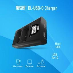 Karikues dykanalësh Newell DL-USB-C për bateri Sony NP-FW50, USB-C, me ekran