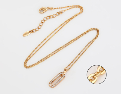 Set Xuping Ovale, të praruara në ar 18 karatësh QVUBO -  qafore + vathë + unazë + byzylyk, artë/bardhë/16.10mm/#10