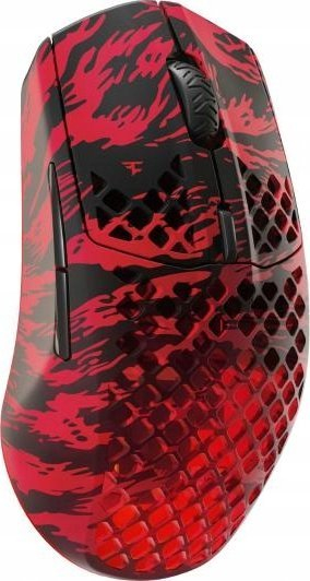 Maus lojrash SteelSeries Aerox 3 Wireless FaZe Clan Edition, super i lehtë 68 g, RGB, kuqe me të zezë