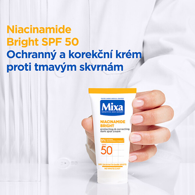 Krem Mbrojtës dhe Korrektues për Njollat e Errëta SPF 50 Niacinamide Bright Mixa, 50 ml