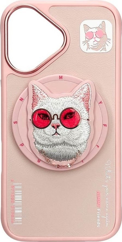 Калјак за телефон Nimmy Glasses Cool Cat, за iPhone 16 6.1", MagSafe, транспарентен