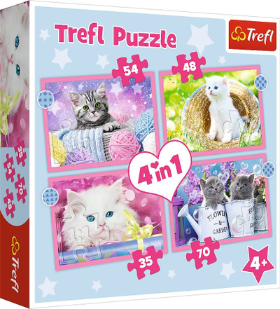 Puzzle për fëmijë Trefl Funny Kittens 4 në 1, shumëngjyrësh
