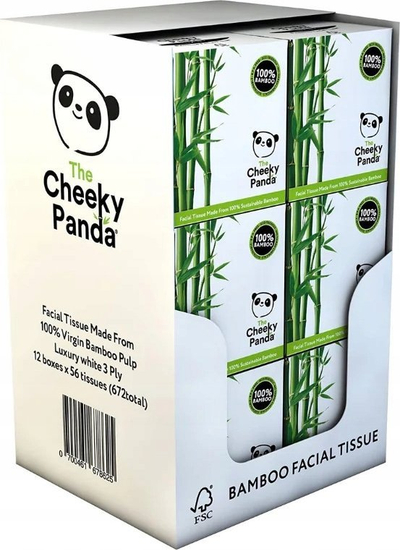 Peceta fytyre Cheeky Panda Bamboo Cube, 3-shtresore, 56 copë, të bardha