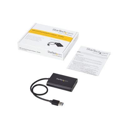 Видео адаптер StarTech USB 3.0 Dual DisplayPort, 2 порти, 4K 60Hz, црн