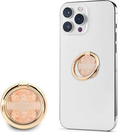 Mbajtëse telefoni Guess GURSHHFLG Paisley, unazë rrotulluese, metal, ari i artë