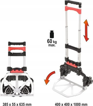 Karrocë shkallësh YATO, karrocë magazini, mban deri 60 kg, paloset