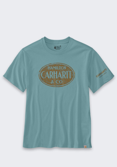 Bluzë Carhartt Hamilton Graphic, pambuk me poliester, prerje e lirshme, blu verore