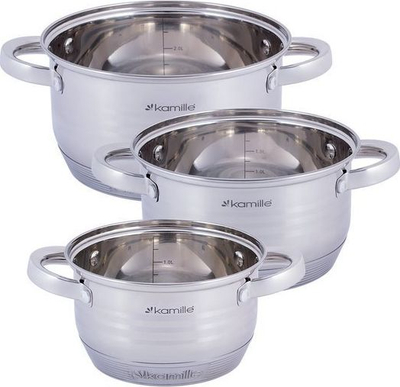 Set tenxhere Kamille, 6 copë, çelik inox, me kapakë xhami