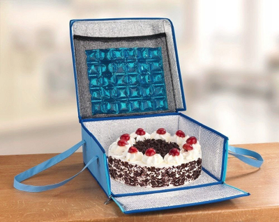 Çantë termo për torta, për çuar me vete, me doreza të forta, gri