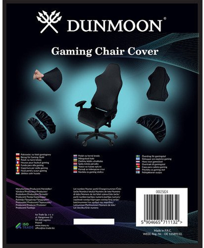 Навлака за гејминг столица Dunmoon 25824, еластичен материјал, со навлаки за потпирачи за раце, црна