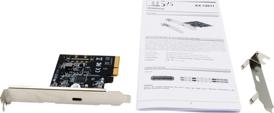 Kartë zgjerimi Exsys EX-12011, PCIe 3.0 x4, USB Type C 3.2 Gen 2x2, e zezë