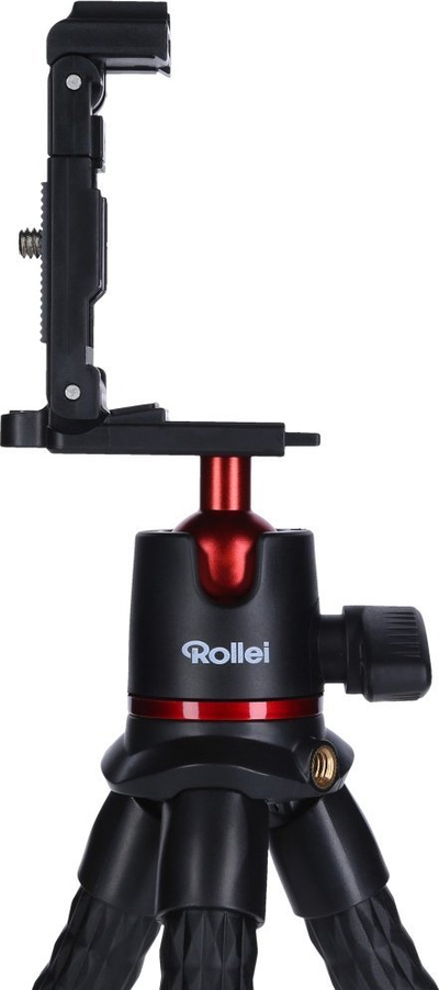 Tripod fleksibël Rollei Monkey Pod 2, i vogël, me mbajtëse telefoni, me kokë sferike, i zi