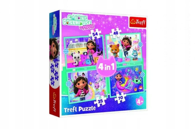 Сложувалка 4 во 1 Trefl Gabbys Great Adventure, сложувалка игра за деца, со цртани ликови, шарена