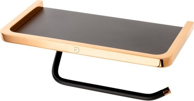 Mbajtës letre higjienike FDesign Merida, me raft, rose gold e zezë mat