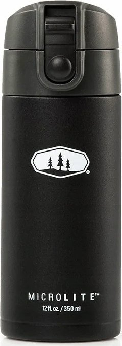 Shishe termike GSI Microlite 350 Flip, 350 ml, çelik inox, e zezë