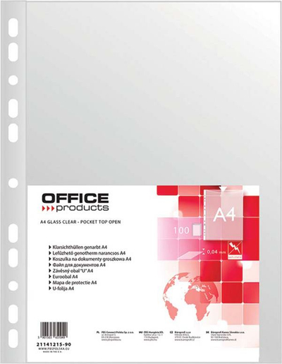 Xhepa plastike A4 Office Products, 40µ, me pika, transparent