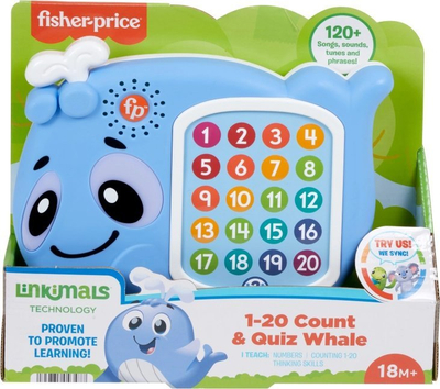 Lodër edukative Fisher Price Linkimals Whale, interaktive, 20 butona, blu