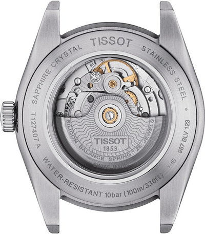 Orë dore për meshkuj Tissot T127.407.11.351.00, e argjendtë/kaltër