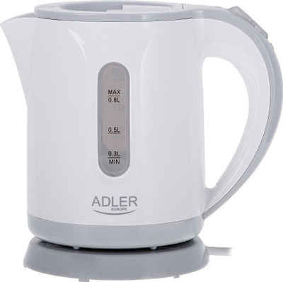 Ibrik elektrik Adler AD 1371g, 0.8L, 850W, gri me të bardhë