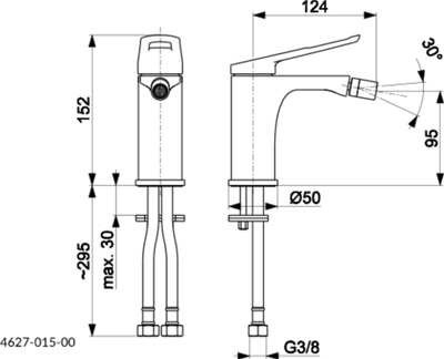 Rubinet bide KFA Amazonit 4627-015-00, montim në dysheme, krom