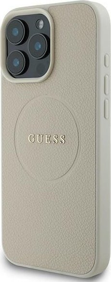 Këllëf telefoni Guess GUHMP16LPGHSMME për iPhone 16 Pro 6.3", MagSafe, lëkurë eko, bezhë