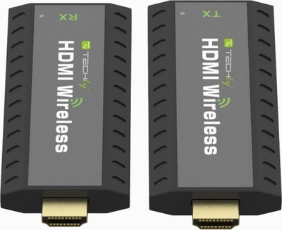 Extender AV Techly IDATA HDMI WL53, transmetues edhe marrës HDMI pa kabllo, i zi