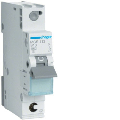 Ndërprerës automatik Hager MCS113, 13A, tip C, njëpolor, gri