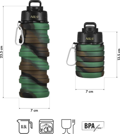 Shishe uji e palosshme NILS NC4106, silikoni, 100% pa BPA, gri