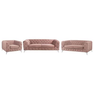 Set dhomë ndenjeje 3-pjesësh rozë (HM11052.05), rozë