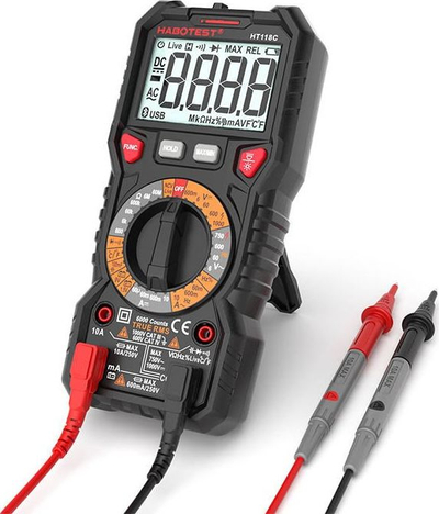 Multimetër dixhital Habotest HT118C, True RMS, me elektrik dore, i zi