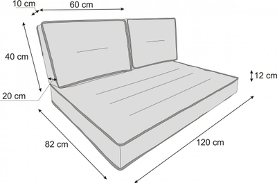 Set jastëkësh kopshti Hobbygarden Tomek 1+2, për paleta euro, material Ekolen, i zi