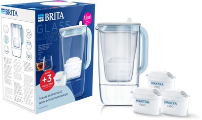 Karafë filtruese Brita Glass, 2.5L, 3 filtra Maxtra Pro Pure Performance, transparente